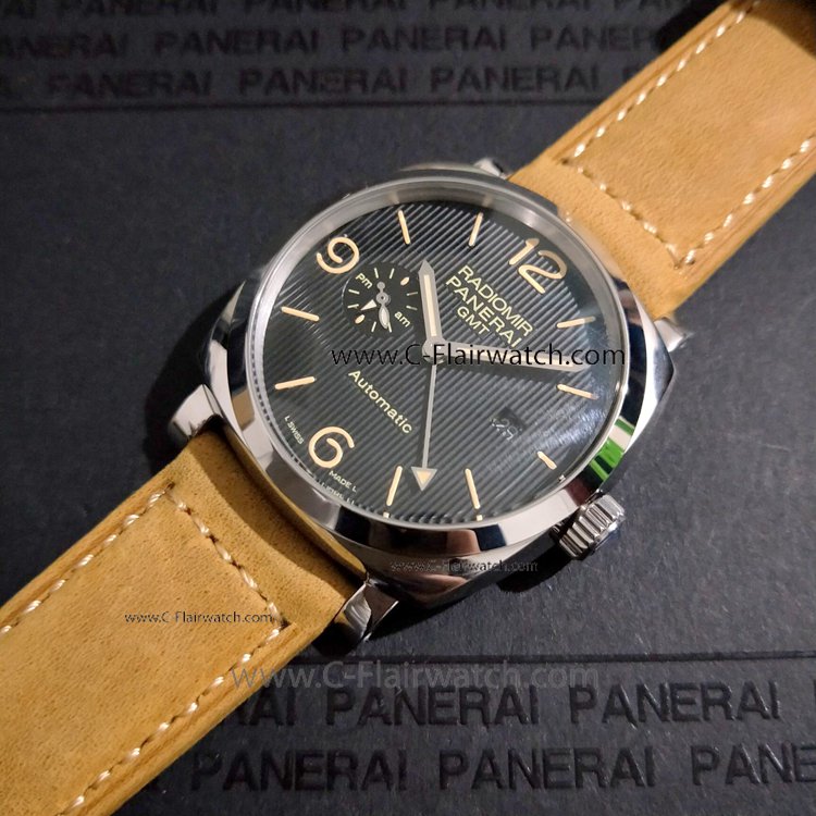 Copy Panerai PAM 657 Radiomir GMT Leather Strap Watch 44mm